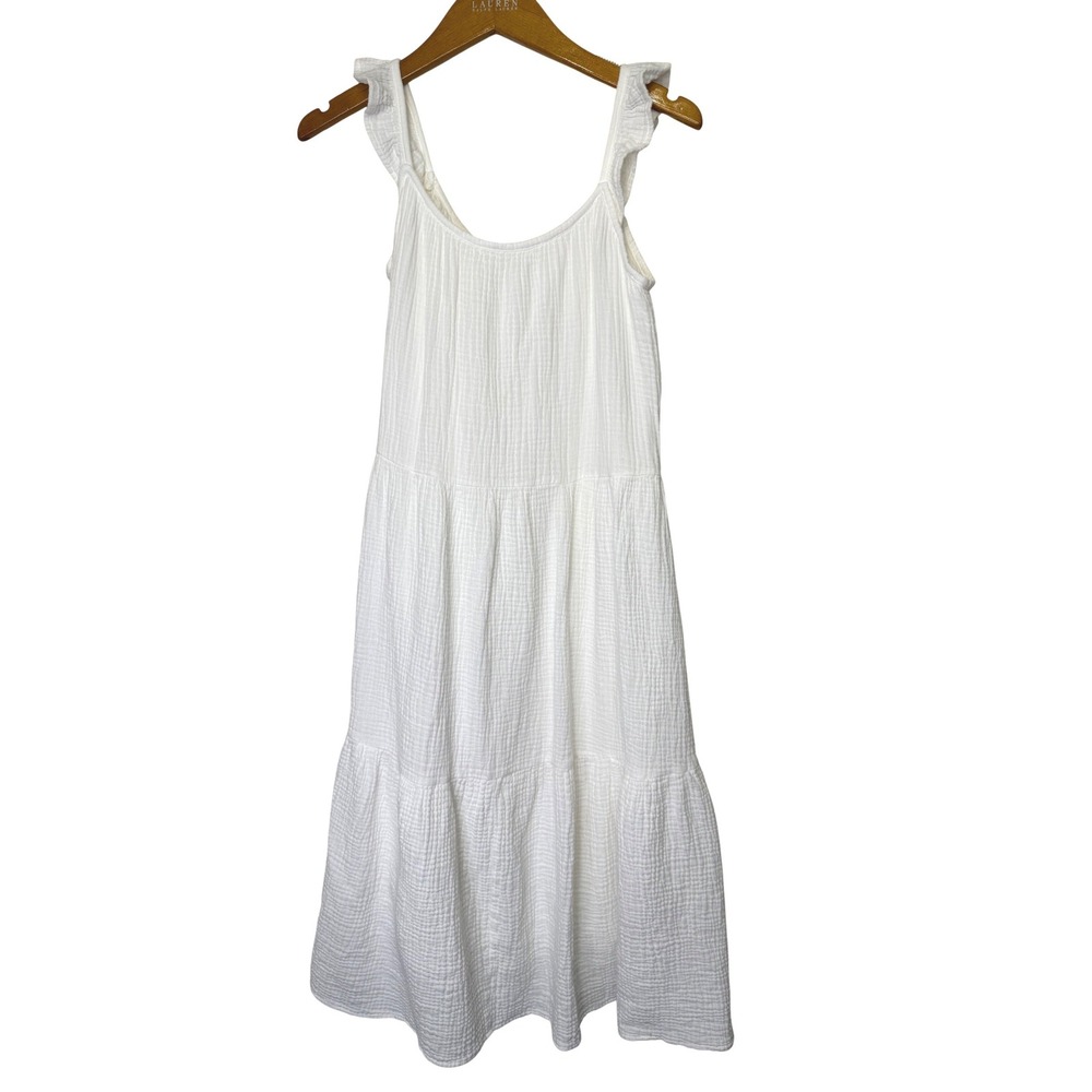Rails Gauze Cotton Tiered Dress White XS
